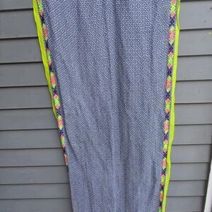 J Crew Black White Geometric print with Neon Embroidery Trim